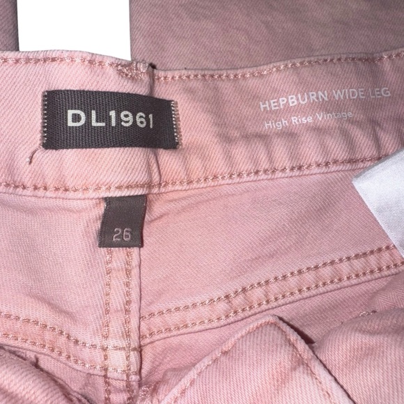 DL1961 Hepburn Wide Leg high waist vintage Pink Peony Jeans Size 26 - Picture 11 of 13